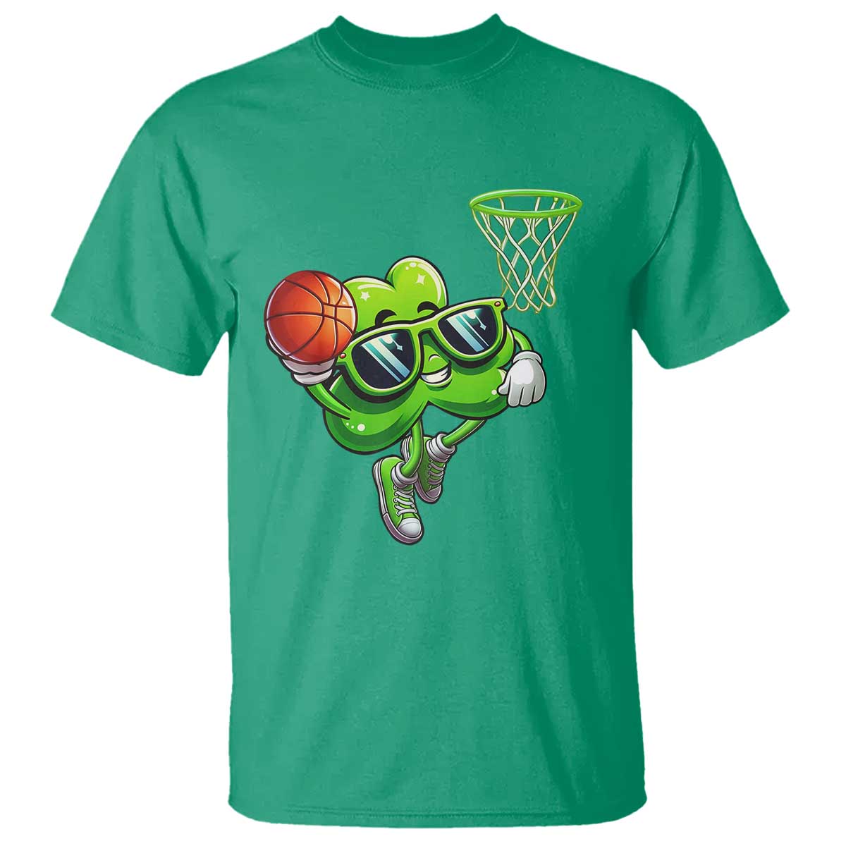 Funny St Patrick's Day Basketball Green Shamrock T Shirt TS11 Irish Green Print Your Wear