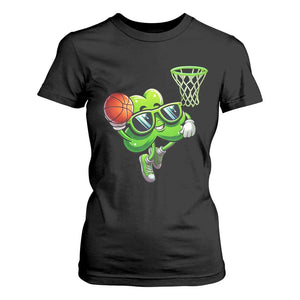 Funny St Patrick's Day Basketball Green Shamrock T Shirt For Women TS11 Black Print Your Wear