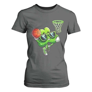 Funny St Patrick's Day Basketball Green Shamrock T Shirt For Women TS11 Dark Heather Print Your Wear