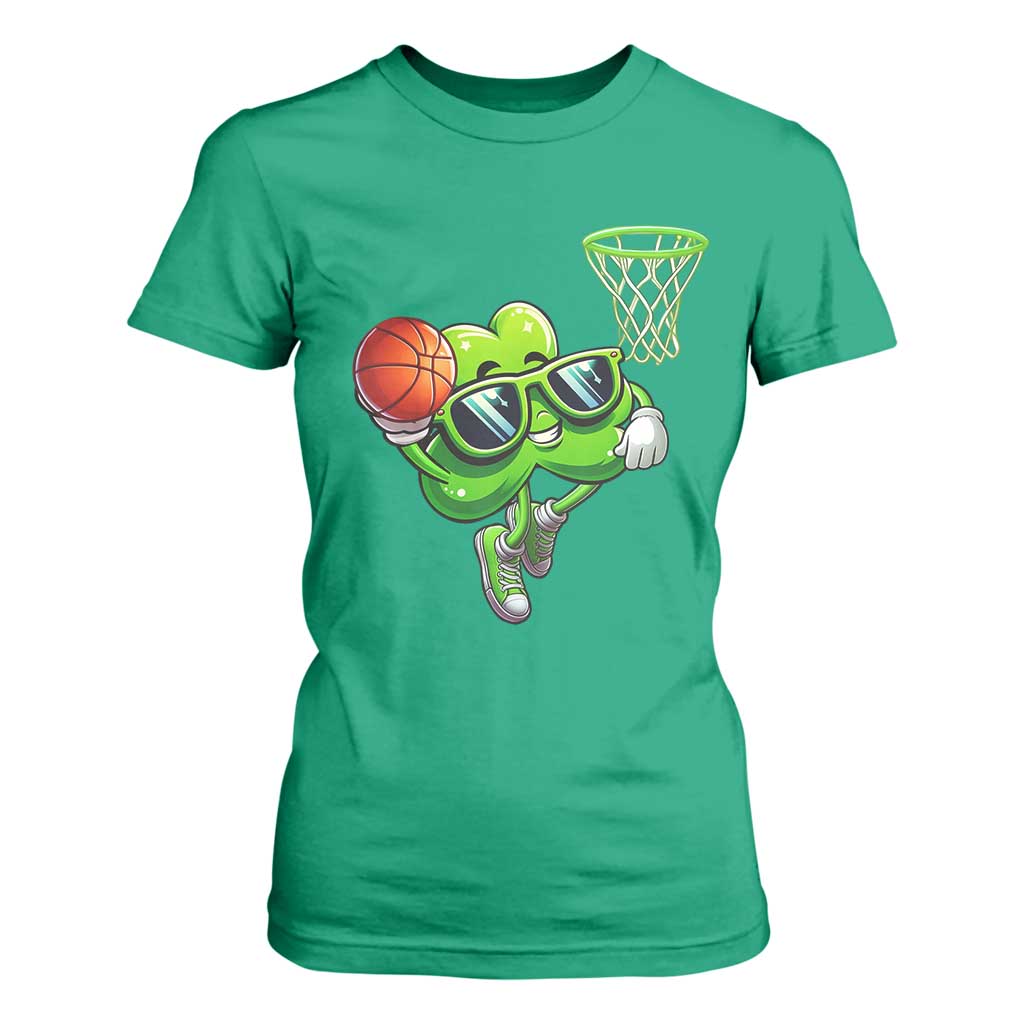 Funny St Patrick's Day Basketball Green Shamrock T Shirt For Women TS11 Irish Green Print Your Wear