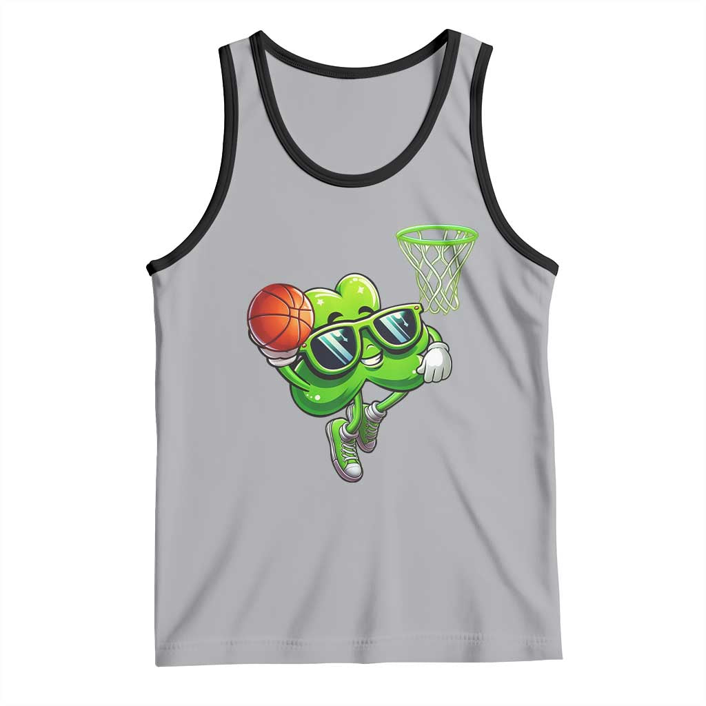 Funny St Patrick's Day Basketball Green Shamrock Tank Top TS11 Athletic Heather Black Print Your Wear
