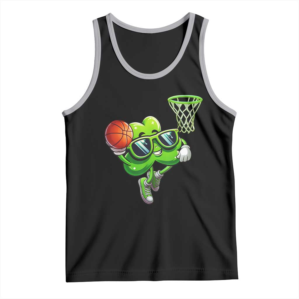 Funny St Patrick's Day Basketball Green Shamrock Tank Top TS11 Black Athletic Heather Print Your Wear