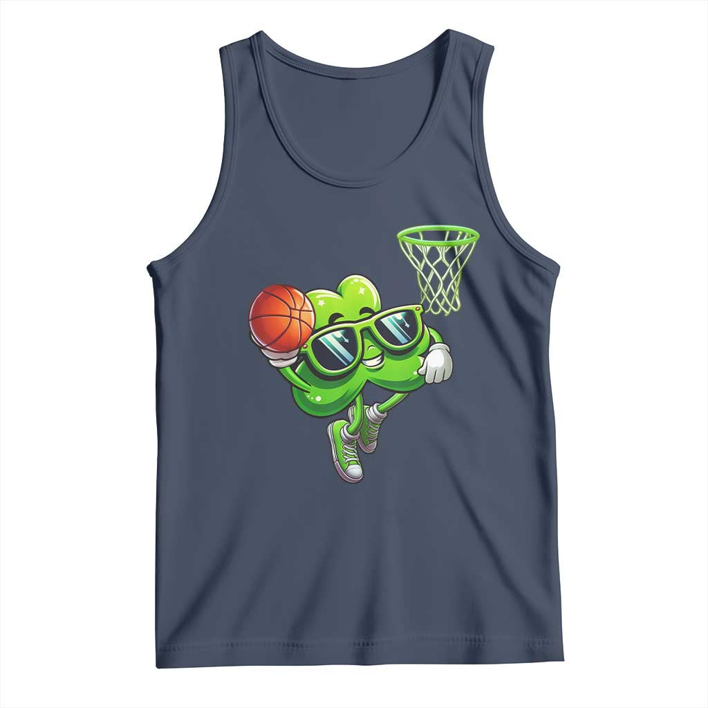 Funny St Patrick's Day Basketball Green Shamrock Tank Top TS11 Navy Print Your Wear