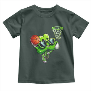 Funny St Patrick's Day Basketball Green Shamrock Toddler T Shirt TS11 Dark Forest Green Print Your Wear