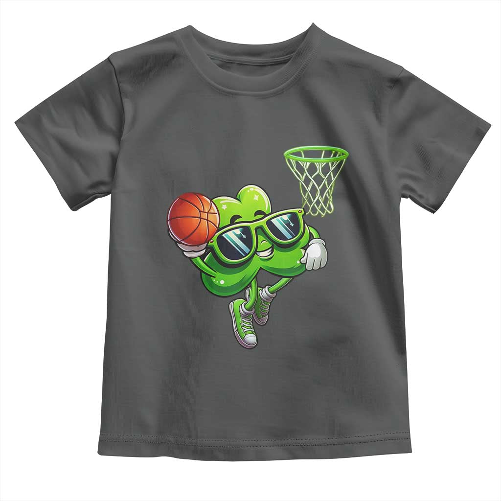 Funny St Patrick's Day Basketball Green Shamrock Toddler T Shirt TS11 Dark Heather Print Your Wear