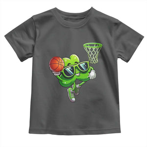 Funny St Patrick's Day Basketball Green Shamrock Toddler T Shirt TS11 Dark Heather Print Your Wear