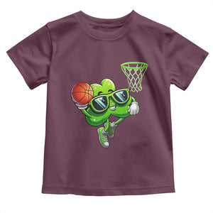 Funny St Patrick's Day Basketball Green Shamrock Toddler T Shirt TS11 Maroon Print Your Wear