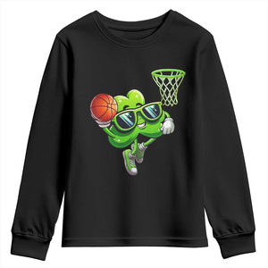 Funny St Patrick's Day Basketball Green Shamrock Youth Sweatshirt TS11 Black Print Your Wear
