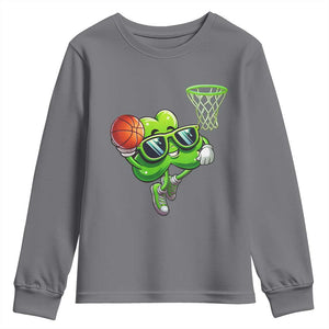 Funny St Patrick's Day Basketball Green Shamrock Youth Sweatshirt TS11 Charcoal Print Your Wear