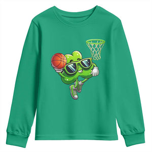 Funny St Patrick's Day Basketball Green Shamrock Youth Sweatshirt TS11 Irish Green Print Your Wear