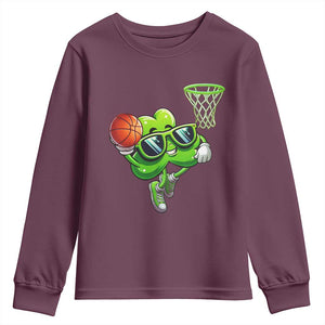 Funny St Patrick's Day Basketball Green Shamrock Youth Sweatshirt TS11 Maroon Print Your Wear