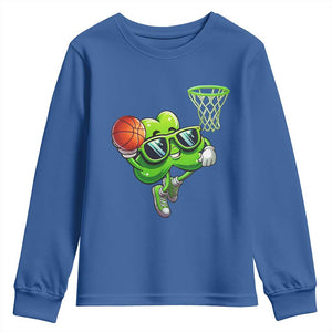Funny St Patrick's Day Basketball Green Shamrock Youth Sweatshirt TS11 Royal Blue Print Your Wear