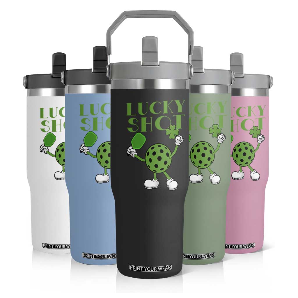 Funny St Patrick's Day Pickleball Lucky Shot Flip Straw Tumbler TS11 Print Your Wear