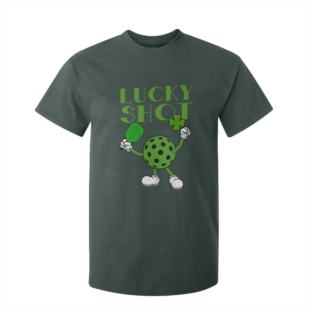 Funny St Patrick's Day Pickleball Lucky Shot T Shirt For Kid TS11 Dark Forest Green Print Your Wear