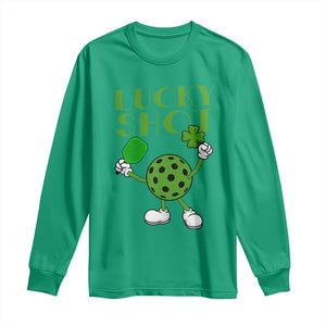 Funny St Patrick's Day Pickleball Lucky Shot Long Sleeve Shirt TS11 Irish Green Print Your Wear
