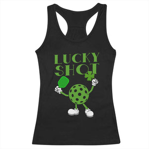 Funny St Patrick's Day Pickleball Lucky Shot Racerback Tank Top TS11 Black Print Your Wear