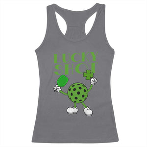 Funny St Patrick's Day Pickleball Lucky Shot Racerback Tank Top TS11 Charcoal Print Your Wear
