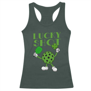 Funny St Patrick's Day Pickleball Lucky Shot Racerback Tank Top TS11 Dark Forest Green Print Your Wear