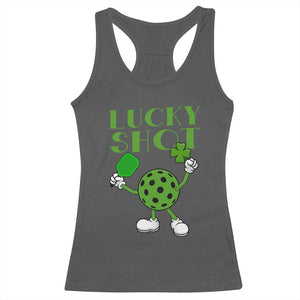 Funny St Patrick's Day Pickleball Lucky Shot Racerback Tank Top TS11 Dark Heather Print Your Wear