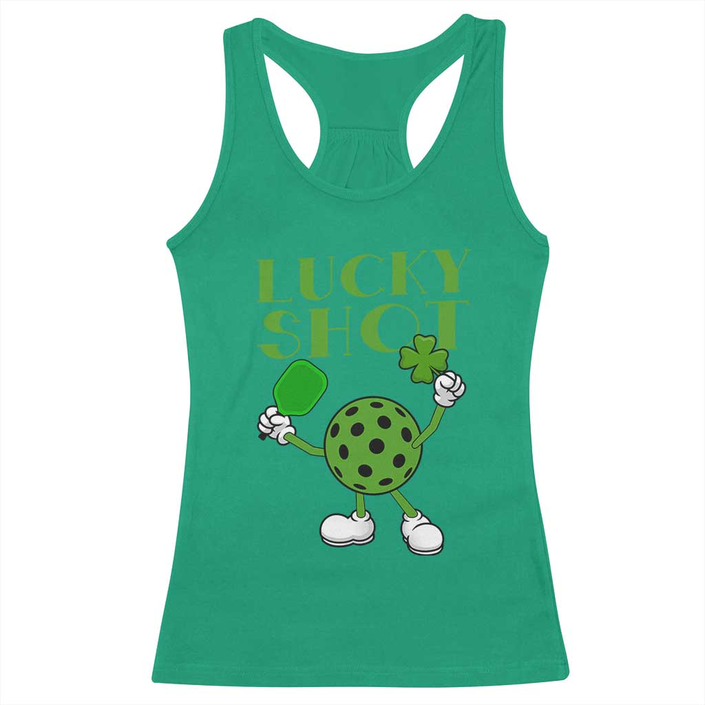 Funny St Patrick's Day Pickleball Lucky Shot Racerback Tank Top TS11 Irish Green Print Your Wear