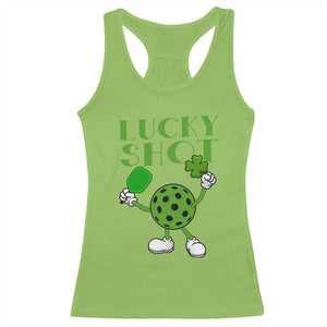 Funny St Patrick's Day Pickleball Lucky Shot Racerback Tank Top TS11 Lime Print Your Wear