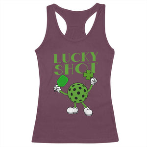 Funny St Patrick's Day Pickleball Lucky Shot Racerback Tank Top TS11 Maroon Print Your Wear