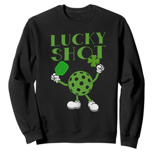 Funny St Patrick's Day Pickleball Lucky Shot Sweatshirt TS11 Black Print Your Wear
