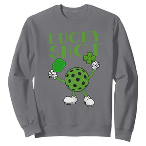 Funny St Patrick's Day Pickleball Lucky Shot Sweatshirt TS11 Charcoal Print Your Wear