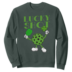 Funny St Patrick's Day Pickleball Lucky Shot Sweatshirt TS11 Dark Forest Green Print Your Wear