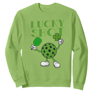 Funny St Patrick's Day Pickleball Lucky Shot Sweatshirt TS11 Lime Print Your Wear