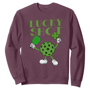 Funny St Patrick's Day Pickleball Lucky Shot Sweatshirt TS11 Maroon Print Your Wear