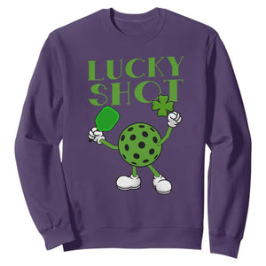 Funny St Patrick's Day Pickleball Lucky Shot Sweatshirt TS11 Purple Print Your Wear