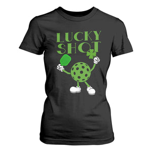 Funny St Patrick's Day Pickleball Lucky Shot T Shirt For Women TS11 Black Print Your Wear