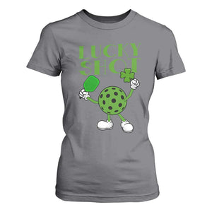 Funny St Patrick's Day Pickleball Lucky Shot T Shirt For Women TS11 Charcoal Print Your Wear