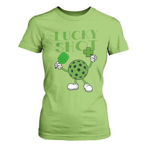 Funny St Patrick's Day Pickleball Lucky Shot T Shirt For Women TS11 Lime Print Your Wear