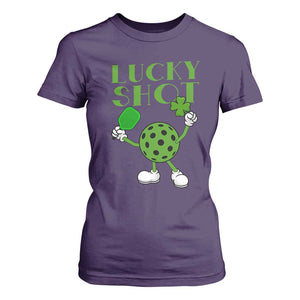 Funny St Patrick's Day Pickleball Lucky Shot T Shirt For Women TS11 Purple Print Your Wear