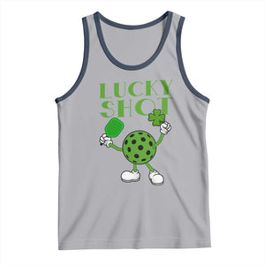 Funny St Patrick's Day Pickleball Lucky Shot Tank Top TS11 Athletic Heather Navy Print Your Wear