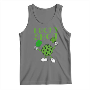 Funny St Patrick's Day Pickleball Lucky Shot Tank Top TS11 Black Heather Print Your Wear