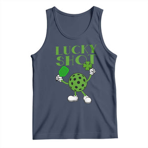 Funny St Patrick's Day Pickleball Lucky Shot Tank Top TS11 Navy Print Your Wear