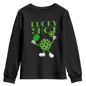 Funny St Patrick's Day Pickleball Lucky Shot Youth Sweatshirt TS11 Black Print Your Wear