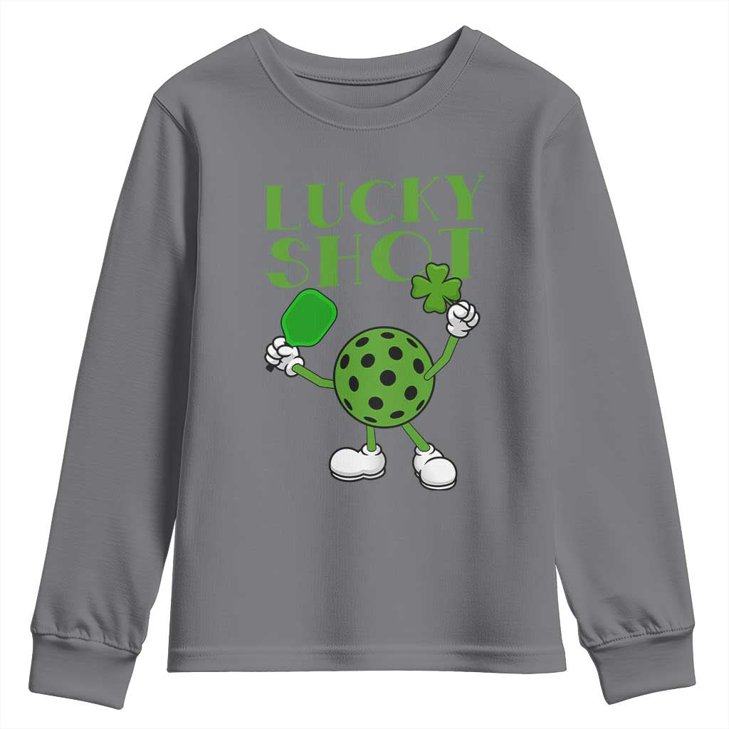 Funny St Patrick's Day Pickleball Lucky Shot Youth Sweatshirt TS11 Charcoal Print Your Wear