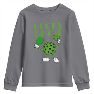 Funny St Patrick's Day Pickleball Lucky Shot Youth Sweatshirt TS11 Charcoal Print Your Wear