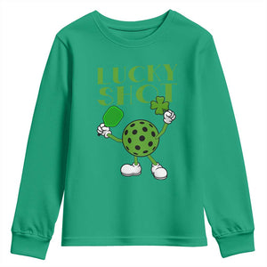 Funny St Patrick's Day Pickleball Lucky Shot Youth Sweatshirt TS11 Irish Green Print Your Wear