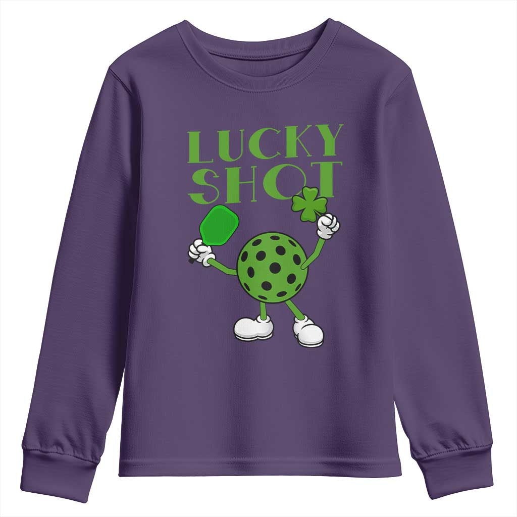 Funny St Patrick's Day Pickleball Lucky Shot Youth Sweatshirt TS11 Purple Print Your Wear