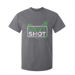 Funny St Patrick's Day Pickleball T Shirt For Kid Lucky Shot Shamrock TS11 Charcoal Print Your Wear