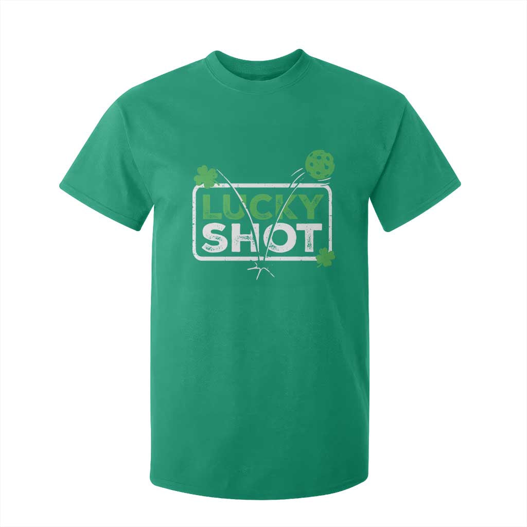 Funny St Patrick's Day Pickleball T Shirt For Kid Lucky Shot Shamrock TS11 Irish Green Print Your Wear