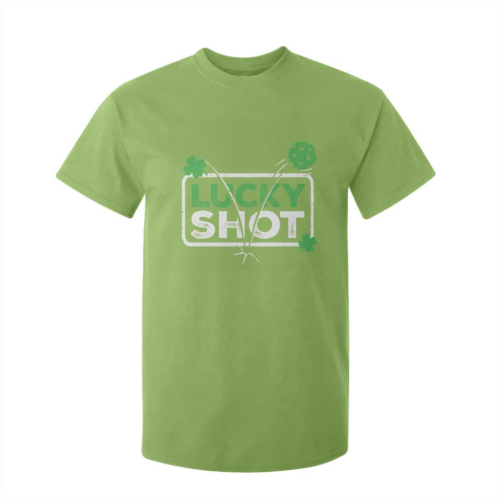 Funny St Patrick's Day Pickleball T Shirt For Kid Lucky Shot Shamrock TS11 Lime Print Your Wear