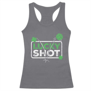 Funny St Patrick's Day Pickleball Racerback Tank Top Lucky Shot Shamrock TS11 Charcoal Print Your Wear