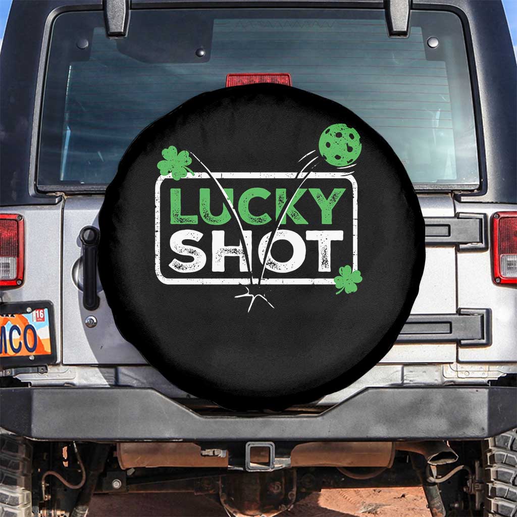 Funny St Patrick's Day Pickleball Spare Tire Cover Lucky Shot Shamrock TS11 No hole Black Print Your Wear