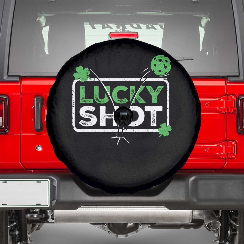 Funny St Patrick's Day Pickleball Spare Tire Cover Lucky Shot Shamrock TS11 Black Print Your Wear